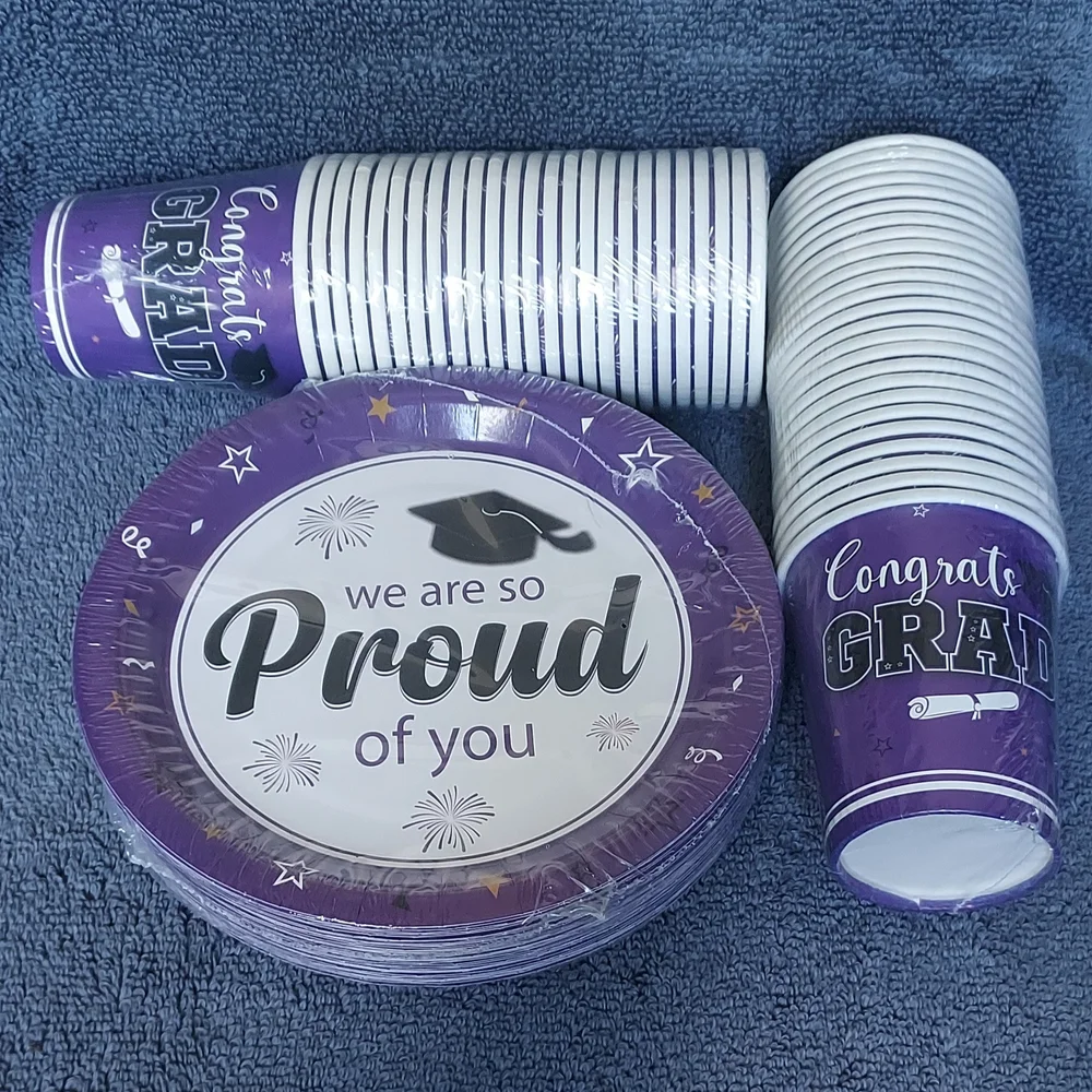 Purple Graduation Party Supplies Set